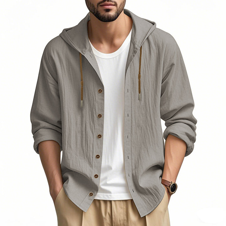 Herren lässige Kapuzenshirtjacke mit Knopfleiste und praktischen Taschen Echoarchiv