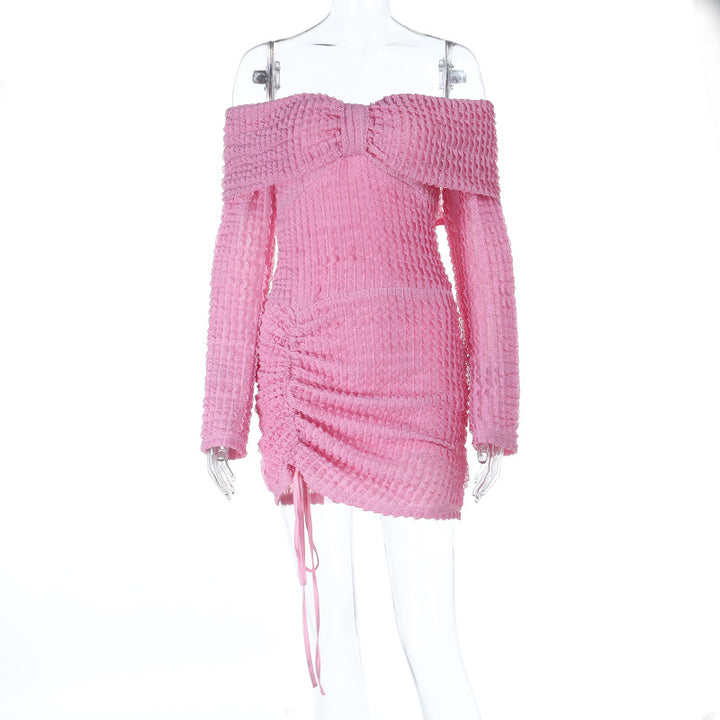 Damen schulterfreies Minikleid mit Raffung und dekorativem Schleifendetail Echo Archiv