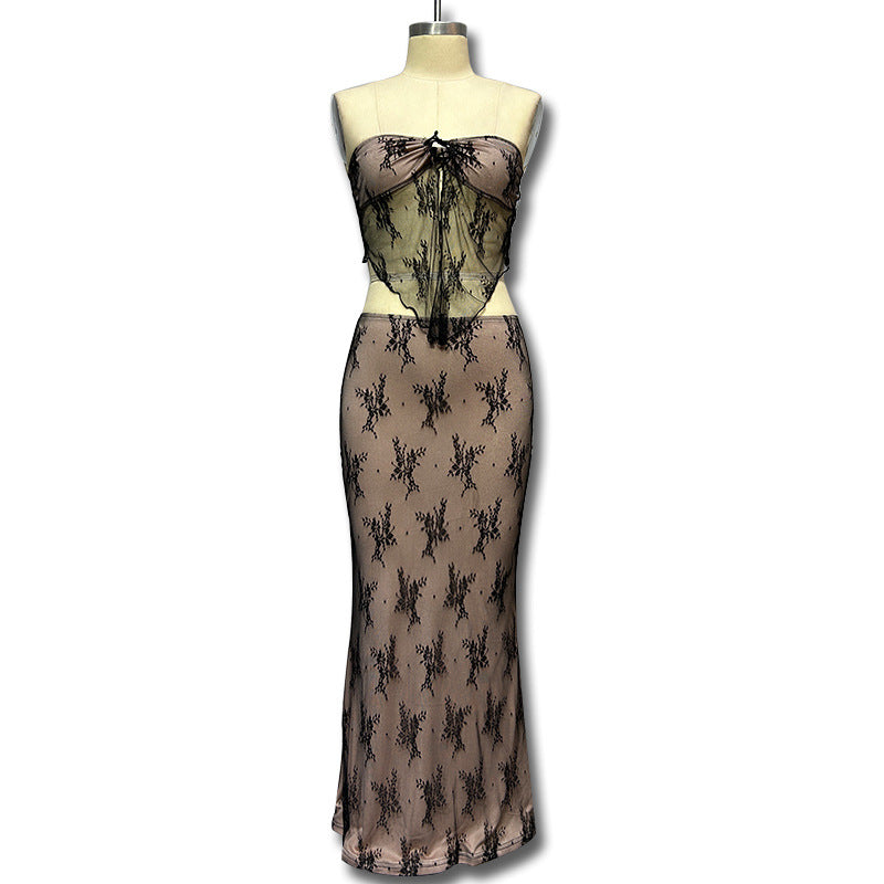 Damen Transparentes Spitzen-Maxikleid Echo Archiv