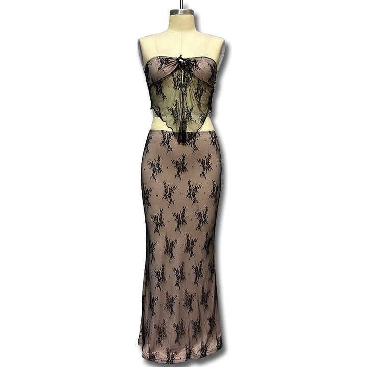 Damen Transparentes Spitzen-Maxikleid Echo Archiv