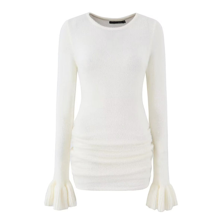 Damen Figurbetonter Feinstrick-Pullover mit geraffter Taille und Volantärmeln Echo Archiv