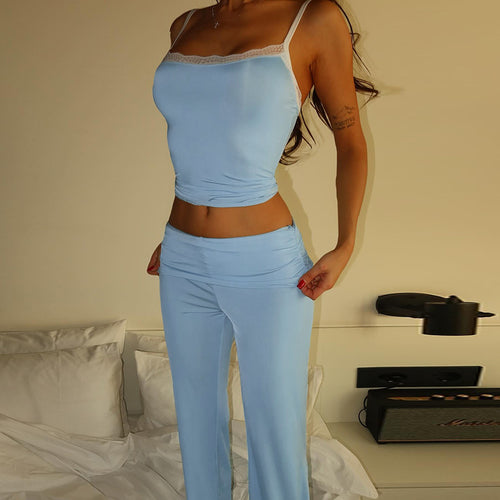 Damen elegantes Lounge-Set mit tailliertem Top und weitem Hosenbein Echo Archiv
