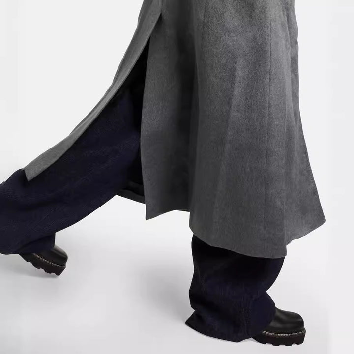 Damen Bodenlanger Zweireihiger Mantel im Vintage-Tailoring mit breitem Schalkragen Echoarchiv