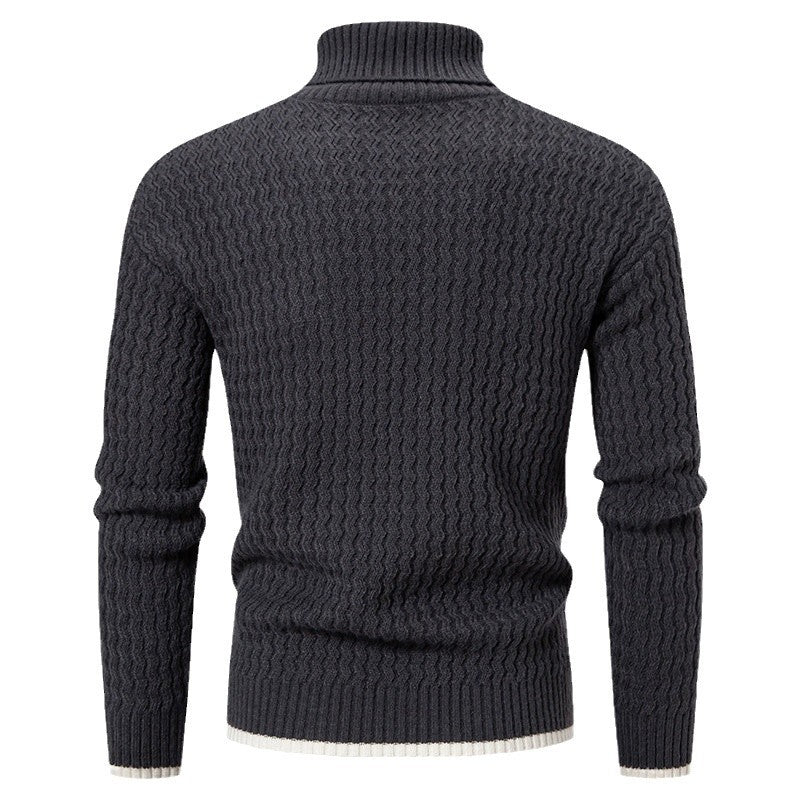 Herren Strickpullover mit hochabschließendem Kragen und strukturiertem Muster Echoarchiv