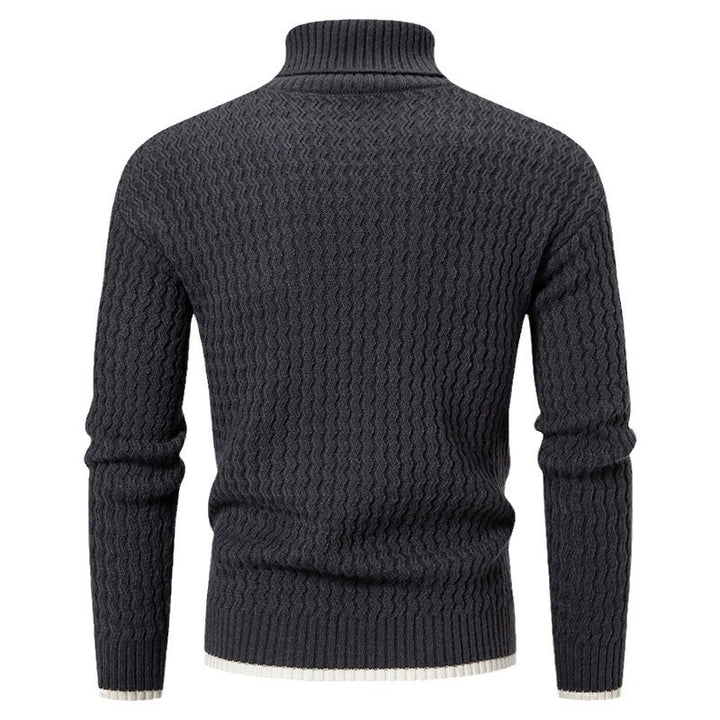 Herren Strickpullover mit hochabschließendem Kragen und strukturiertem Muster Echoarchiv