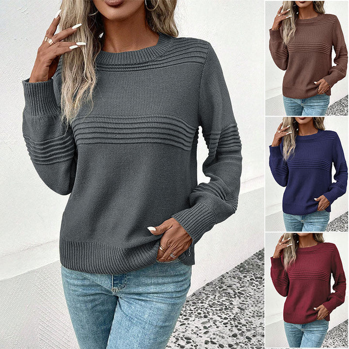 Damen Feinstrick‑Pullover mit horizontaler Rippenpasse und gerippten Bündchen Echoarchiv