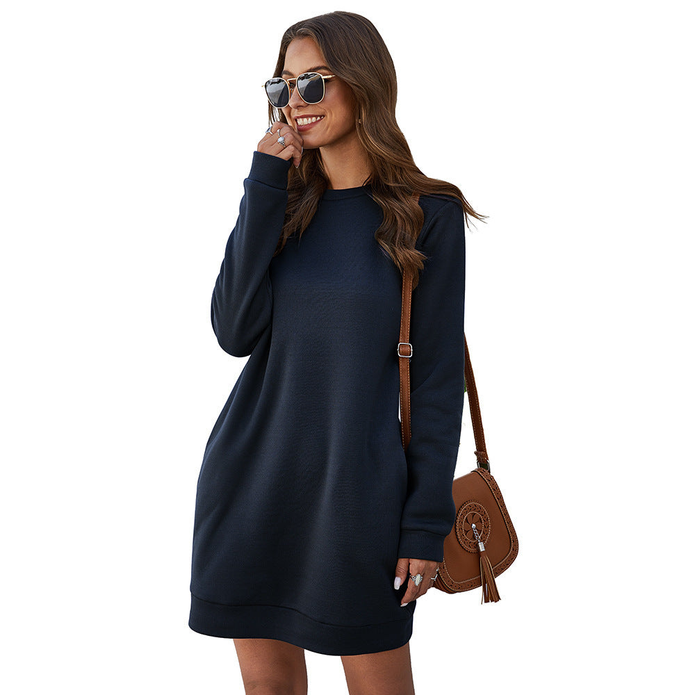 Damen nan legeres Sweatshirt-Kleid mit Rundhalsausschnitt geradem Schnitt und langen Ärmeln Echo Archiv