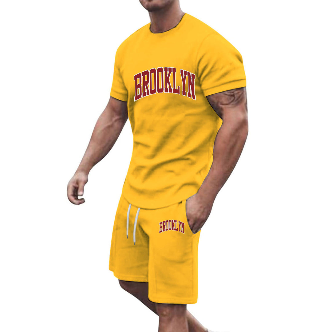 Herren Sportliche Baumwoll-Kurzarm-Pullover und Shorts Set Echoarchiv