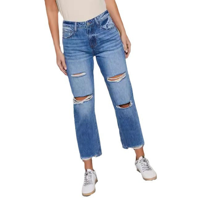 Damen Destroyed Jeans im modischen Bootcut-Stil Echo Archiv