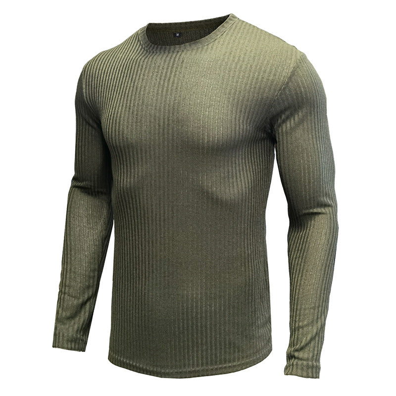 Herren Rippstrick Langarmshirt mit Rundhalsausschnitt Echoarchiv