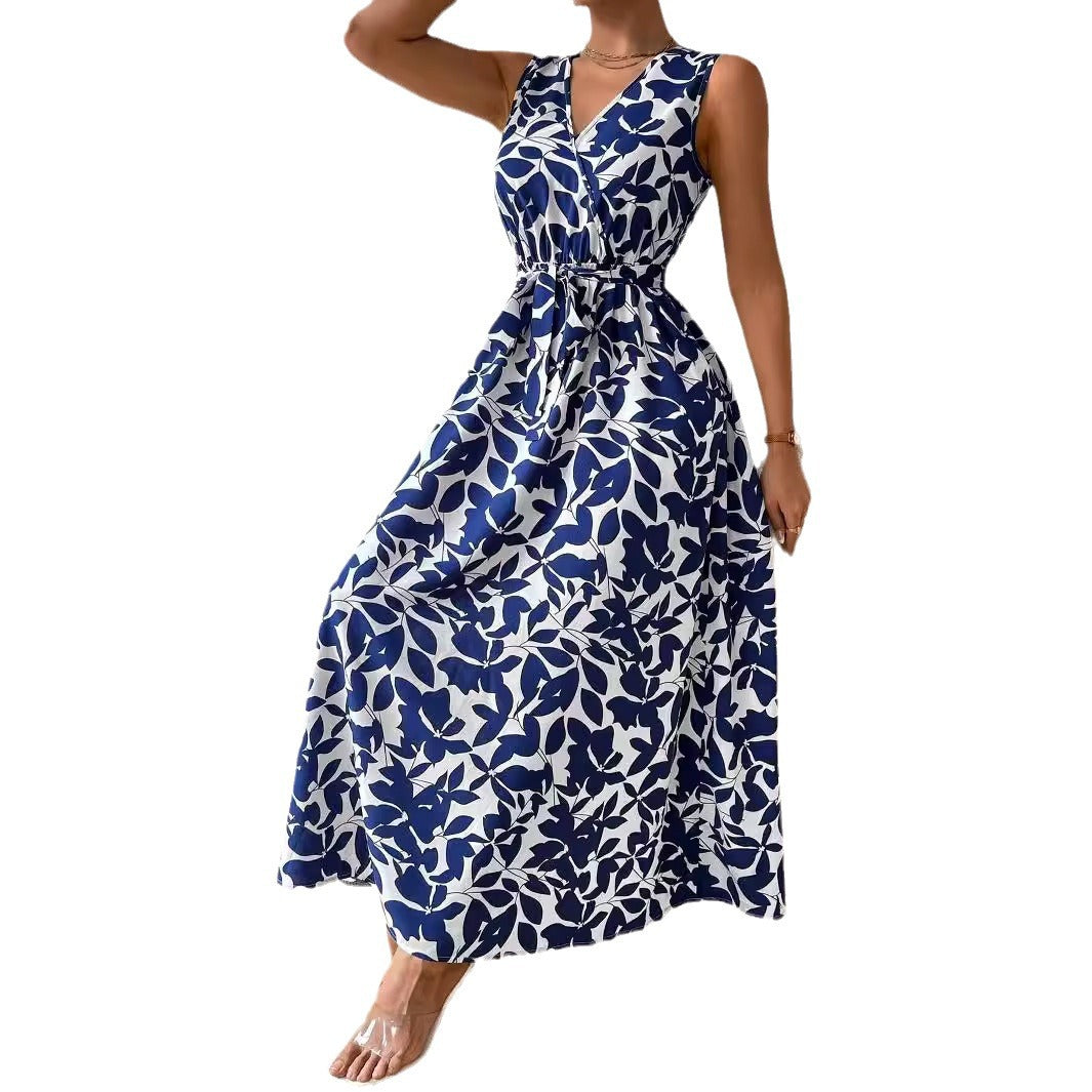 Damen nan Wickel-Maxikleid mit V-Ausschnitt und gebundenem Taillengürtel Echo Archiv
