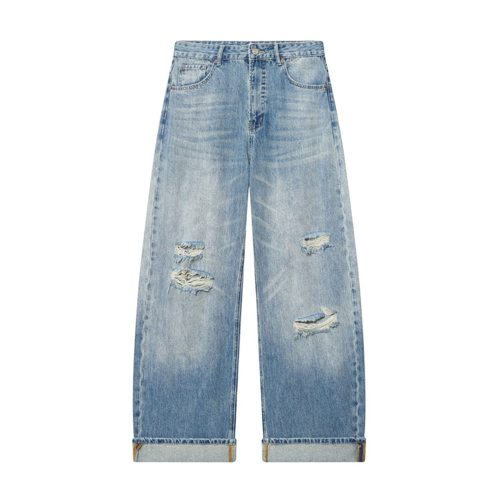 Damen nan weite Destroyed Jeans mit hoher Leibhöhe und umgeschlagener Saum Echo Archiv