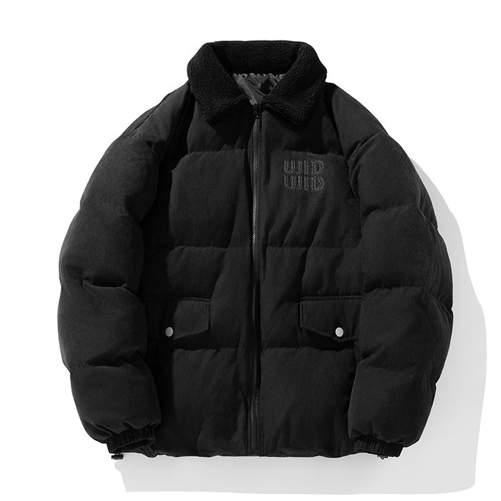 Unisex Wattierte Cord-Optik-Steppjacke mit Teddykragen und aufgesetzten Pattentaschen Echo Archiv
