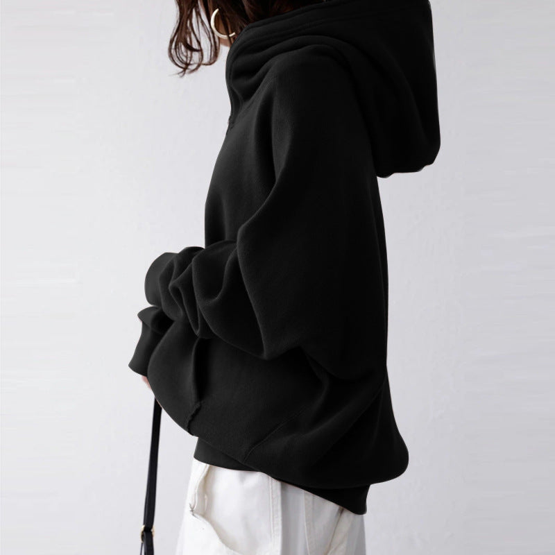 Damen nan übergroße Kapuzenjacke mit Reißverschluss und Kängurutasche aus flauschigem Fleece Echo Archiv