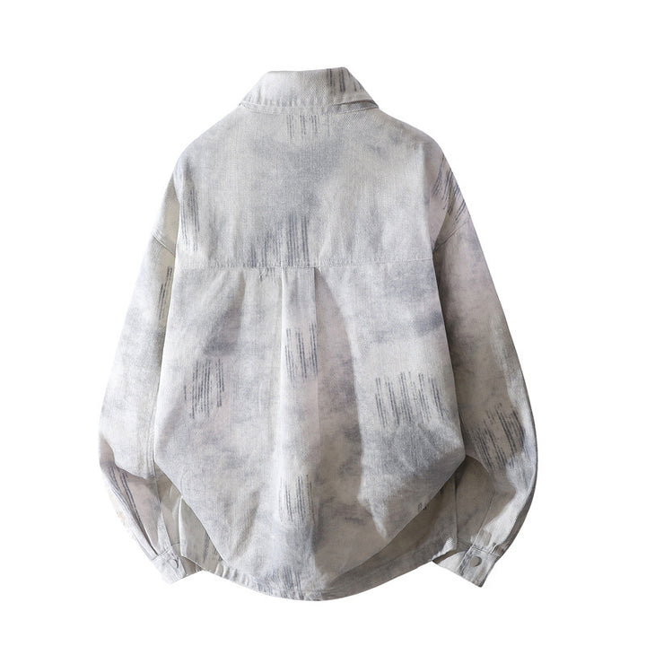 [Herren] Oversize-Hemdjacke mit Allover-Fade-Print, Druckknopfverschluss & aufgesetzten Brusttaschen Echoarchiv
