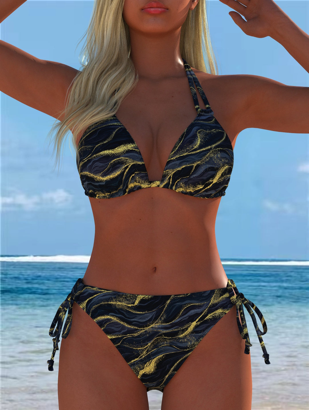 Damen Bikini-Set mit verspieltem Schnitt und trendigem Mustermix Echo Archiv