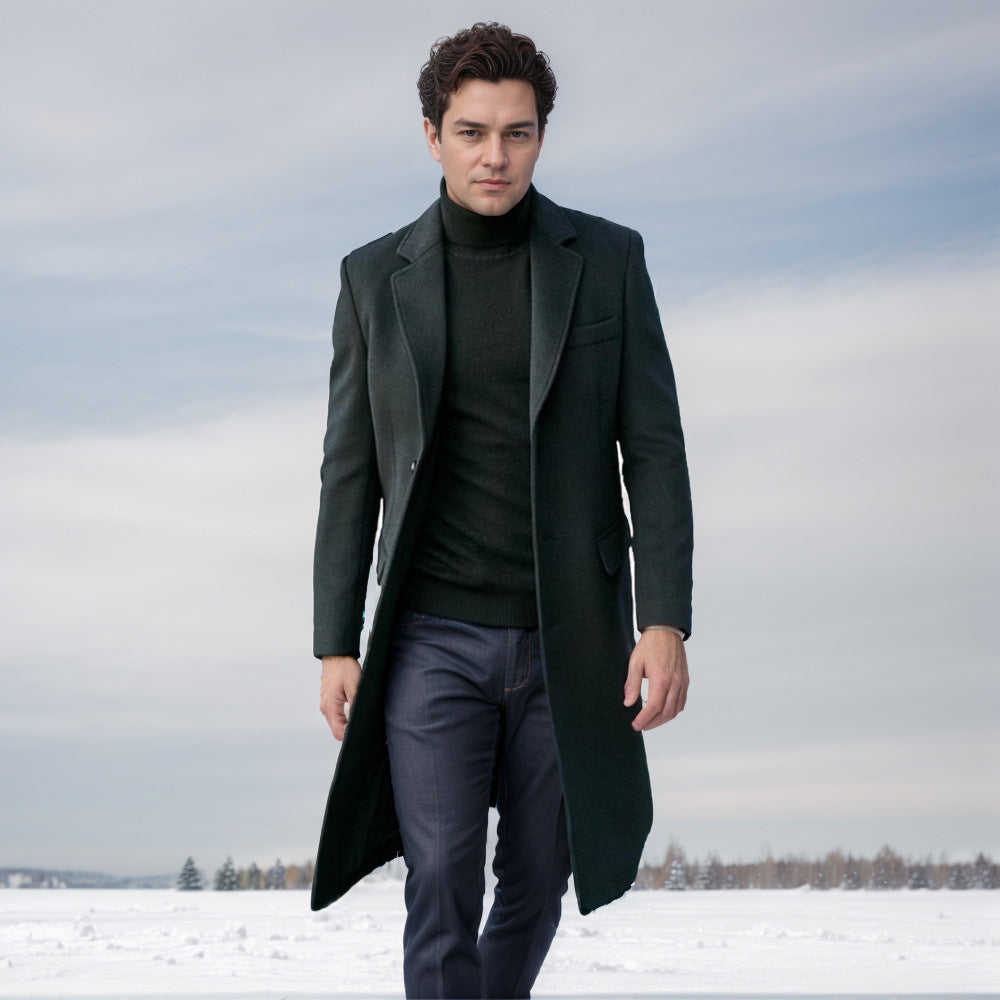 Herren eleganter lange Wool Blend Mantel Echoarchiv