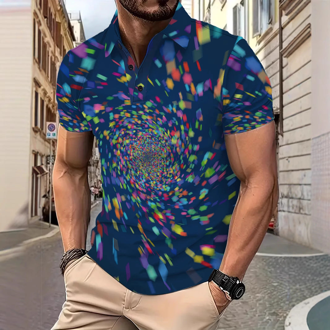 Herren Poloshirt mit spiralartigem Grafikdesign Echoarchiv