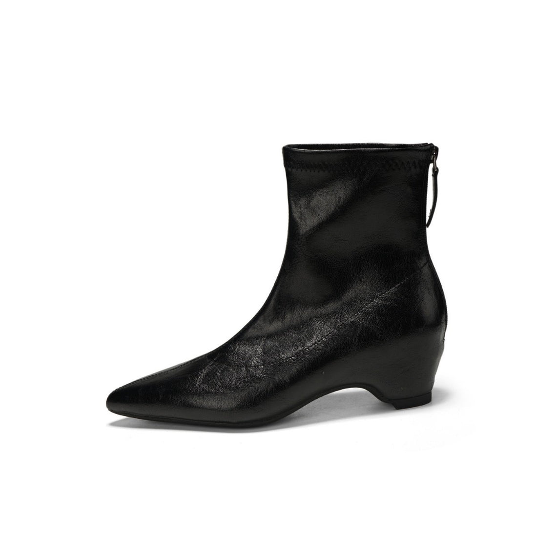 Damen Spitz zulaufende Ankle-Boots aus Glattleder mit integriertem Keilabsatz Echo Archiv