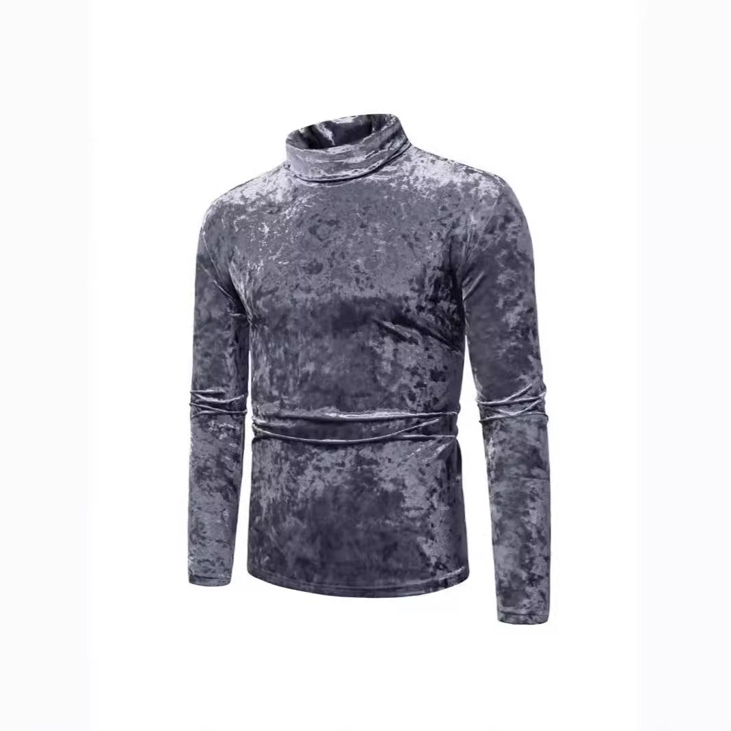 Herren Eleganter Rollkragenpullover aus weichem Samtstoff Echoarchiv