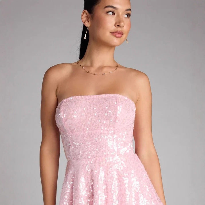 Damen Glamouröses Strass Minikleid Echo Archiv