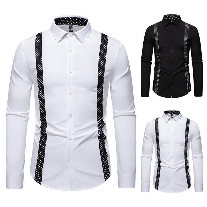Herren Figurbetontes Hemd mit kontrastierenden Polka‑Dot Seiteneinsätzen und Kentkragen Echo Archiv