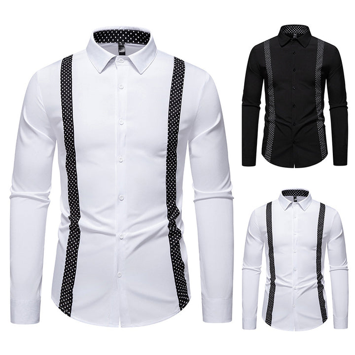 Herren Figurbetontes Hemd mit kontrastierenden Polka‑Dot Seiteneinsätzen und Kentkragen Echo Archiv