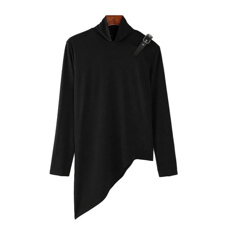 Damen nan asymmetrisches Longsleeve aus Feinstrick mit Stehkragen, diagonalem Saum und verstellbarem Schulterriemen Echo Archiv