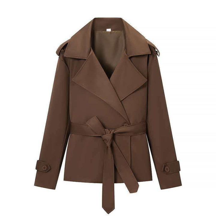 Damen 50+ kurzer Taillen-Trenchblazer mit Bindegürtel und weitem Revers Echo Archiv
