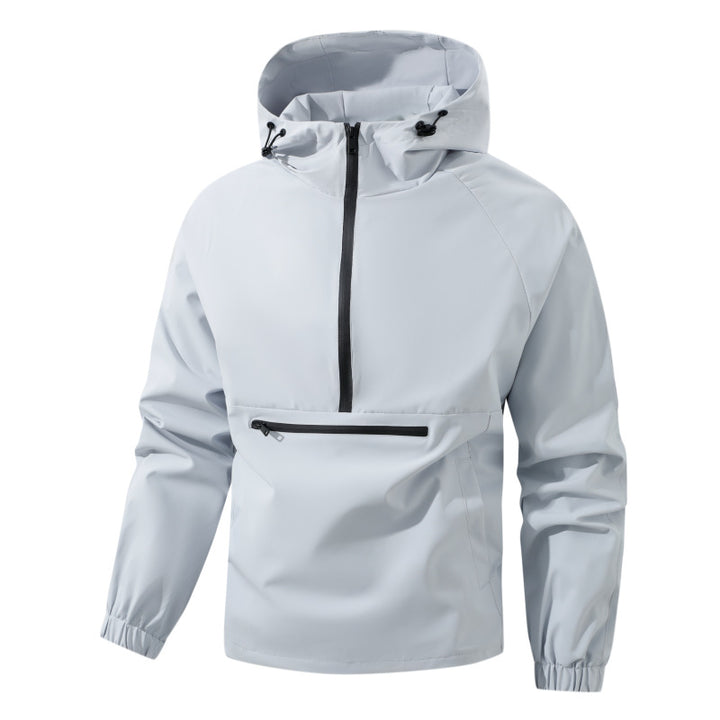 Herren Softshell-Anorak mit Kapuze, halbem Reißverschluss und wasserdichter Fronttasche Echoarchiv