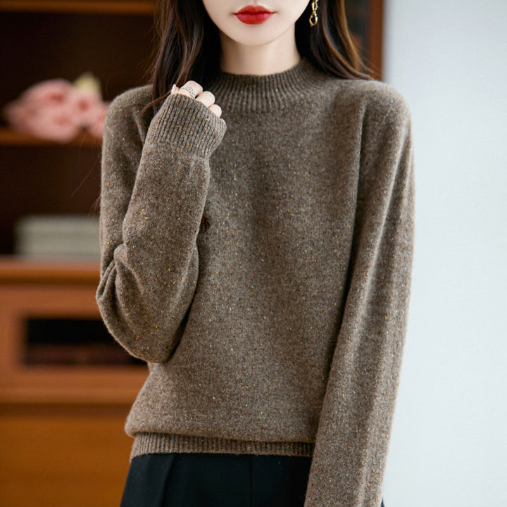 Damen Mélange-Feinstrickpullover mit kurzem Stehkragen und lockerer Silhouette Echoarchiv