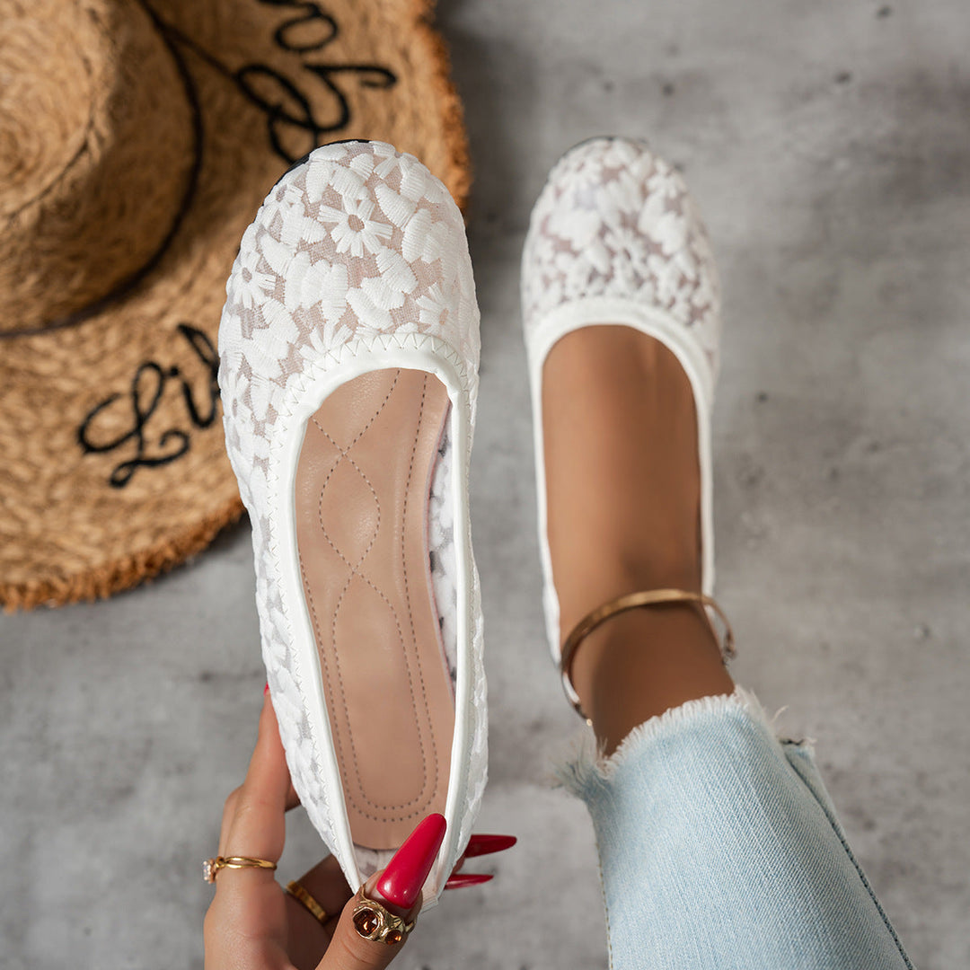Damen Ballerinas mit zartem Häkelmuster und bequemem Fußbett Echoarchiv