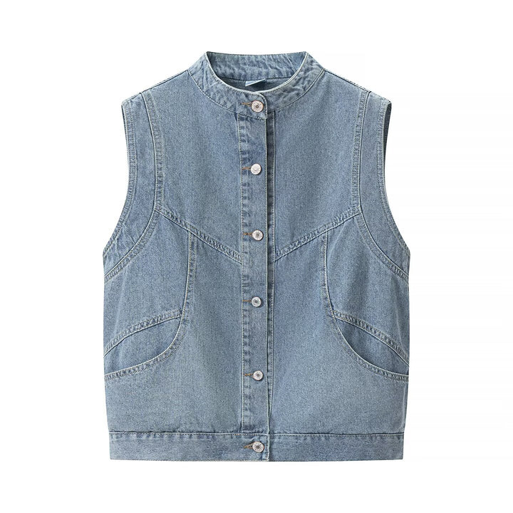 Damen Jeansweste mit Stehkragen, durchgehender Knopfleiste und aufgesetzten Taschen Echo Archiv