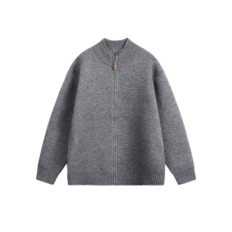 Unisex Strick-Zipjacke mit hohem Rippkragen und Oversize‑Schnitt Echoarchiv