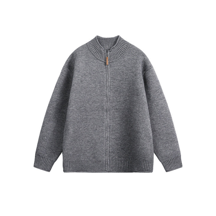 Unisex Strick-Zipjacke mit hohem Rippkragen und Oversize‑Schnitt Echoarchiv
