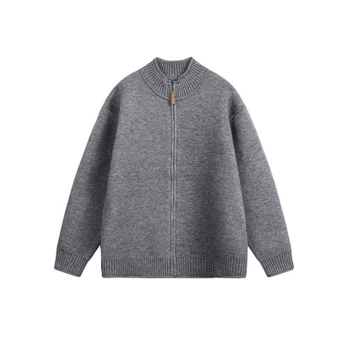Unisex Strick-Zipjacke mit hohem Rippkragen und Oversize‑Schnitt Echoarchiv