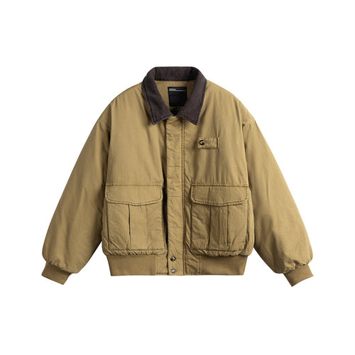 Herren Kurz geschnittene Utility-Blousonjacke mit Kordkragen und aufgesetzten Pattentaschen Echoarchiv