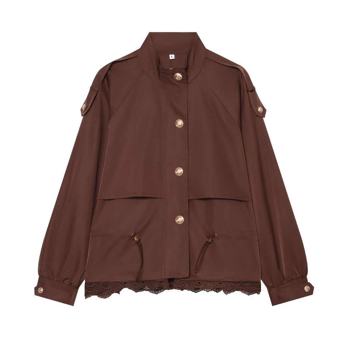Damen leichte Parka-Jacke mit Kordelzug und Spitzensaum Echo Archiv