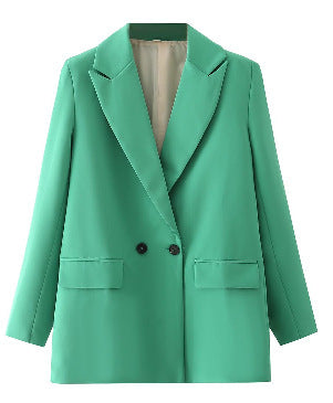 Damen Oversize Doppelreihiger Blazer mit fallendem Revers und weicher Innenfütterung – Valéne
