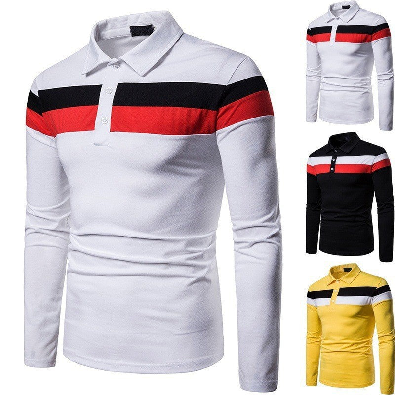 Herren Langarmpoloshirt mit kontrastierenden Streifen Echoarchiv