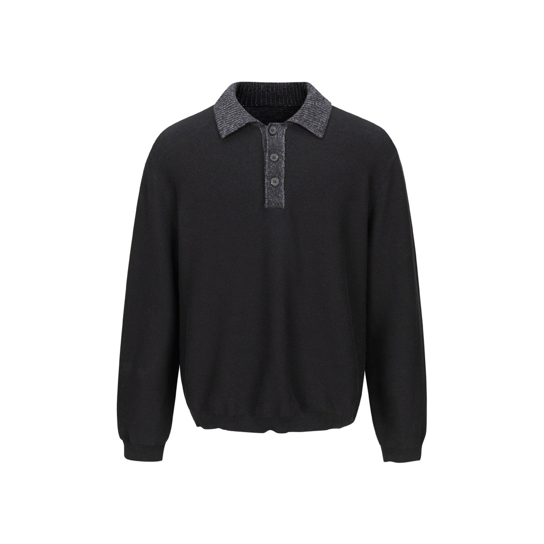 Herren Feinstrick-Polo-Pullover mit Strukturkragen und Knopfleiste Echoarchiv