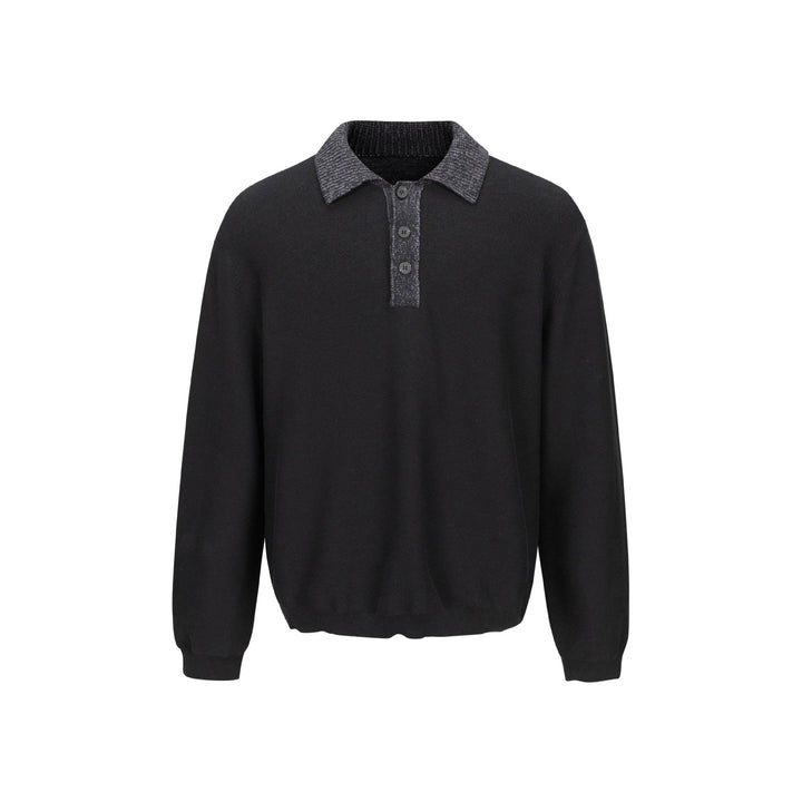Herren Feinstrick-Polo-Pullover mit Strukturkragen und Knopfleiste Echoarchiv
