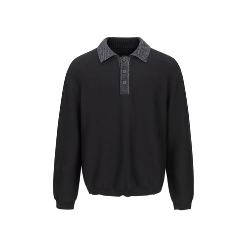 Herren Feinstrick-Polo-Pullover mit Strukturkragen und Knopfleiste Echoarchiv