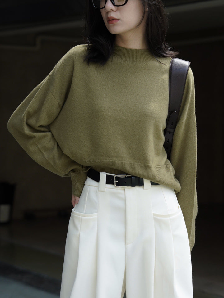 Damen Relaxter Feinstrick-Pullover mit überschnittener Schulter und Rundhalsausschnitt Echoarchiv