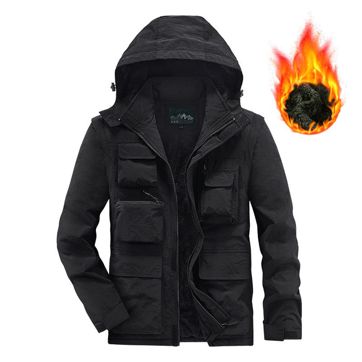 Herren Outdoor-Fieldjacke mit wärmender Teddyfutter‑Innenlage, Multifunktions‑Taschen und Kapuze Echo Archiv