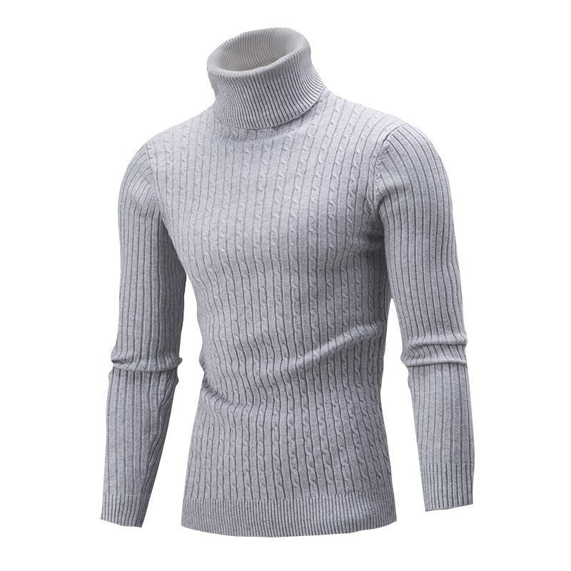 Herren Taillierter Thermo-Rollkragenpullover mit Zopf- und Rippstrickstruktur Echo Archiv