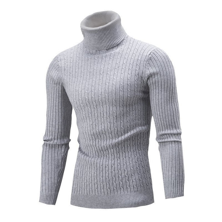Herren Taillierter Thermo-Rollkragenpullover mit Zopf- und Rippstrickstruktur Echo Archiv