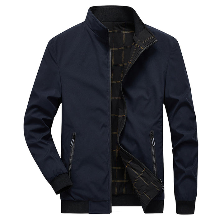 Herren Übergangsjacke mit Stehkragen, wasserabweisender Außenlage und kariertem Innenfutter Echo Archiv