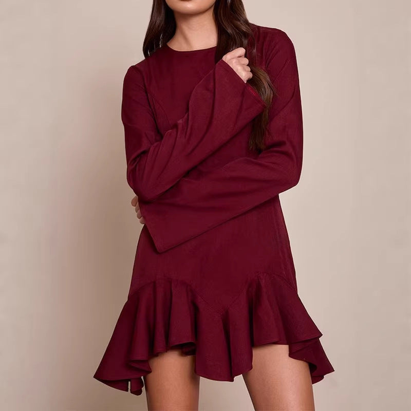 Damen Elegantes Wickelkleid mit Rüschensaum Echo Archiv