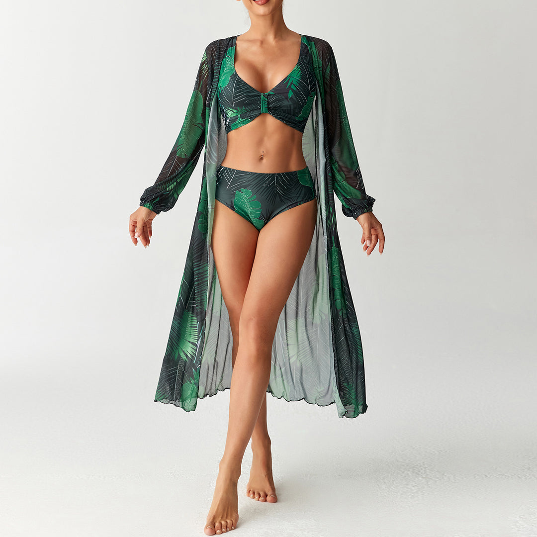 Damen Transparentes Strandkleid mit floralem Muster Echo Archiv